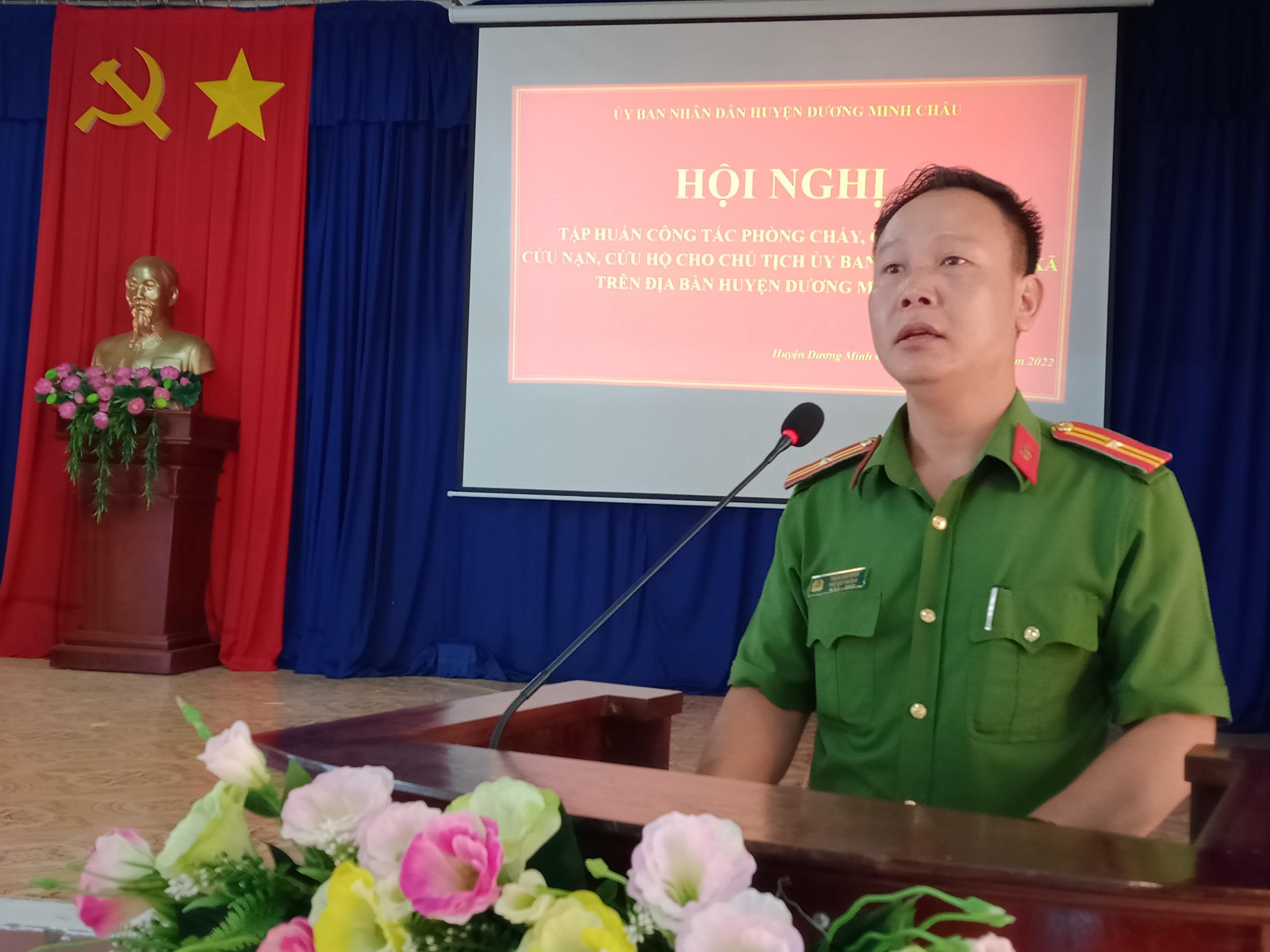 Công an huyện Dương Minh Châu:  Tập huấn công tác phòng cháy, chữa cháy và cứu nạn, cứu hộ